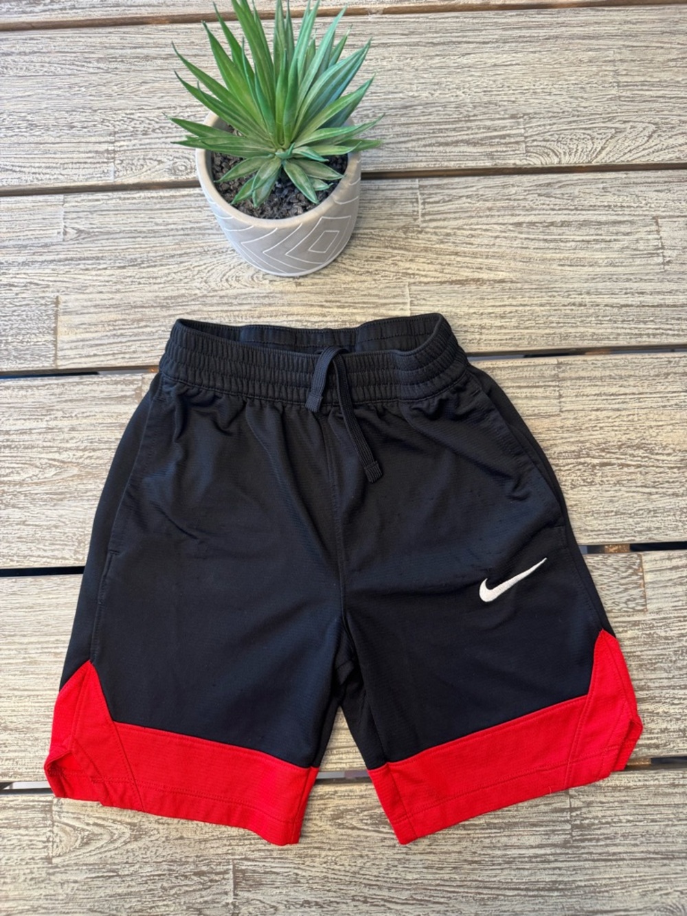 Nike Boys' Black & Red Athletic Shorts, Size Small